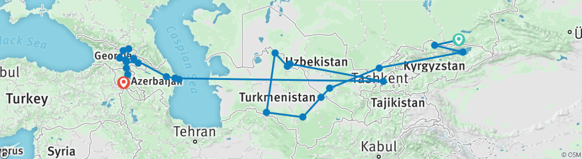 Map of 5 Stans and Caucasus