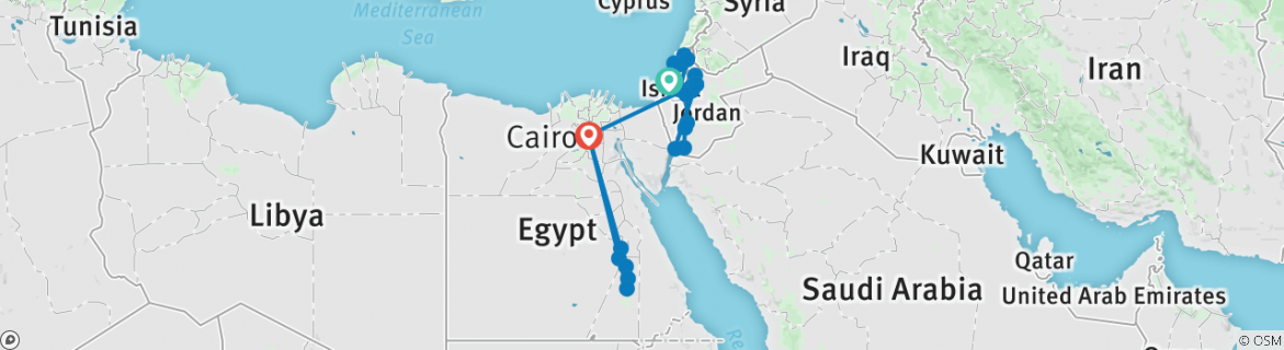 Map of Israel, Jordan and Egypt Nile Jewels (including Capernaum)