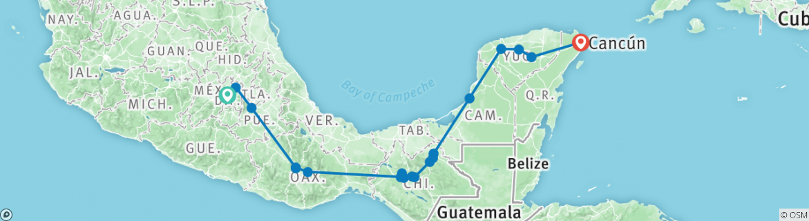 mexico travel route from cancun