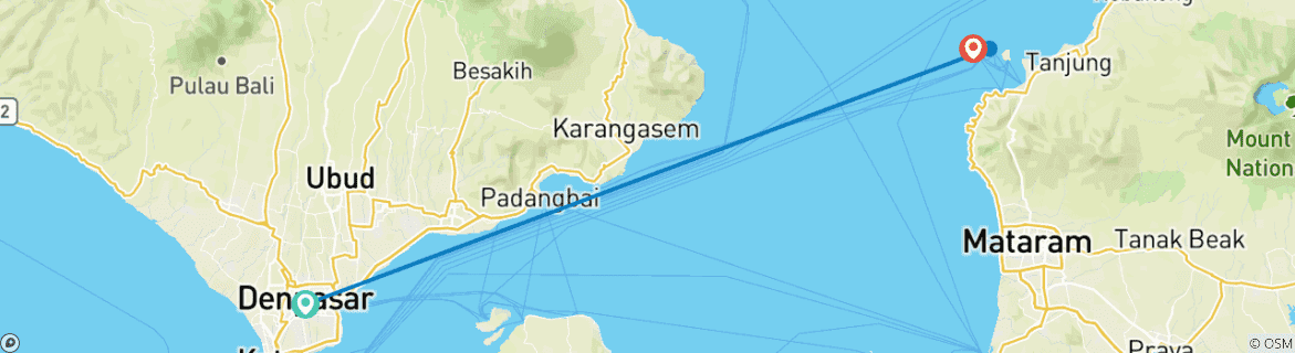 Mapa de Experiencia de 3 días en las islas Gili
