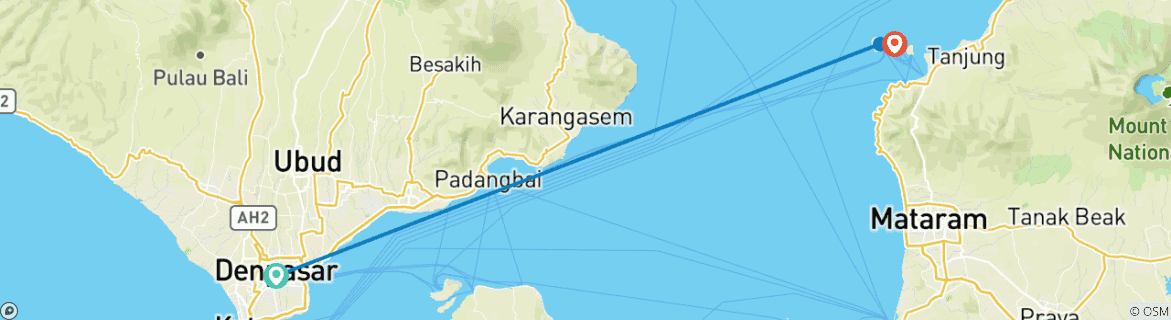 Carte du circuit Découverte des îles Gili en 3 jours