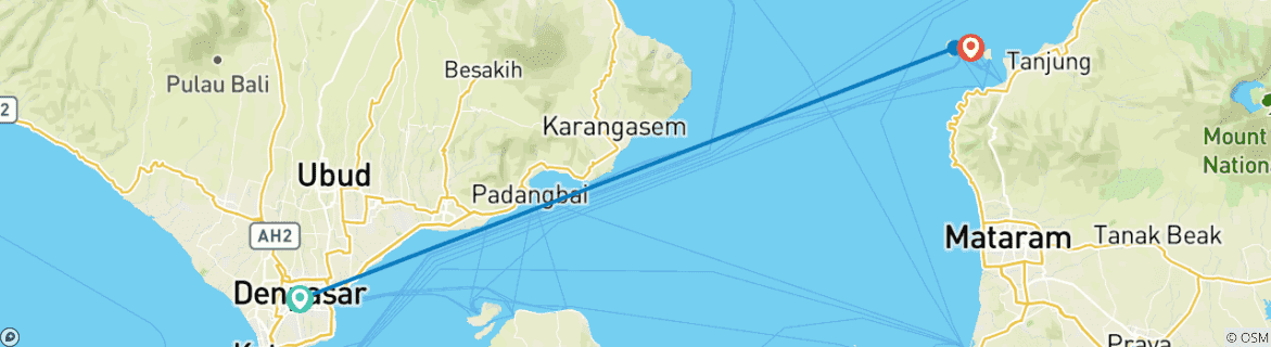 Carte du circuit Découverte des îles Gili en 3 jours