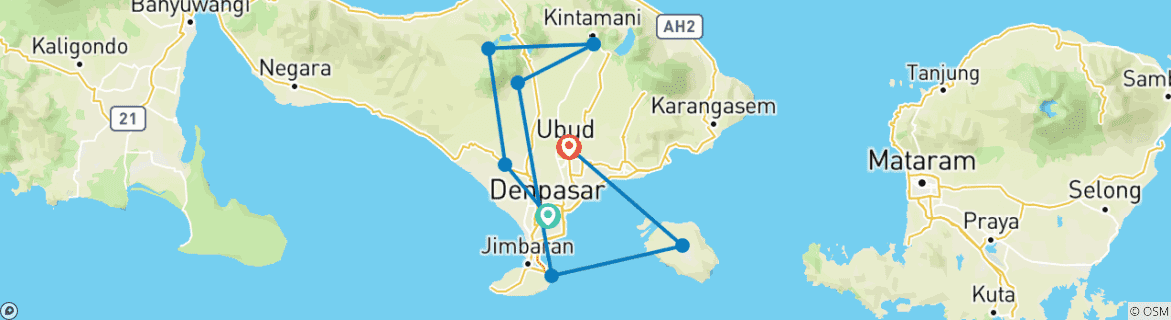 Carte du circuit Bali Private Tours - All Inclusive