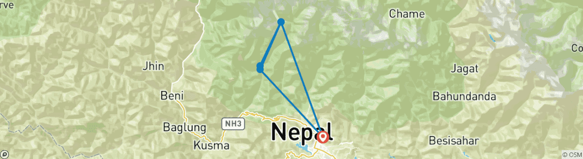 Map of Annapurna Base Camp Trek 7 Days