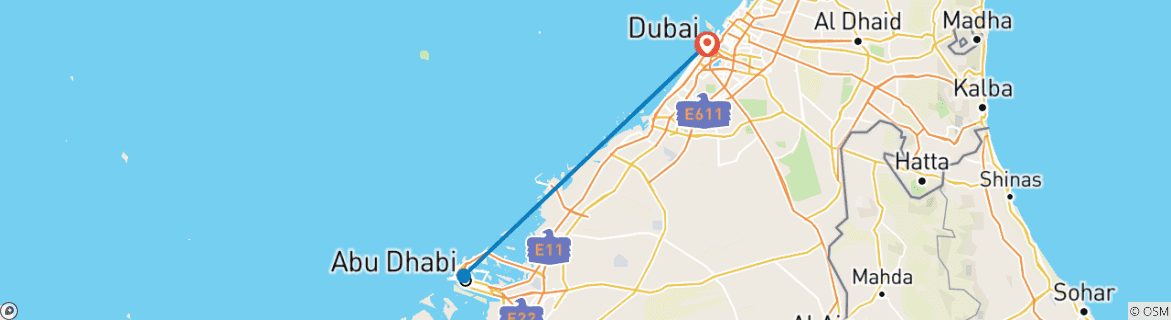 Karte von Dubai Luxus Paket - 6 Nächte, 7 Tage