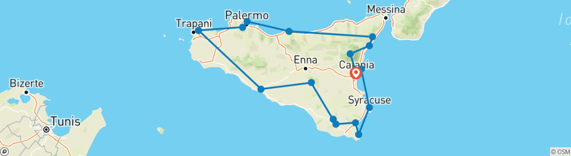 Carte du circuit Meilleur circuit en Sicile : Trésors de l'UNESCO