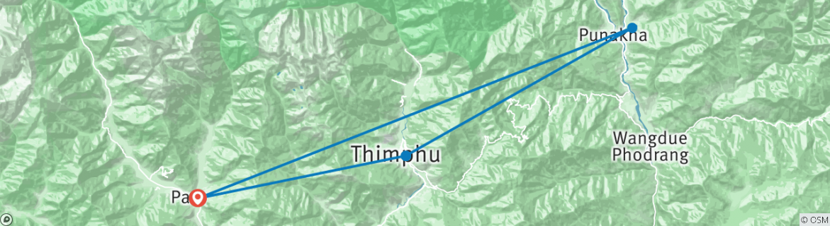 Map of Pristine Druk Path Trek