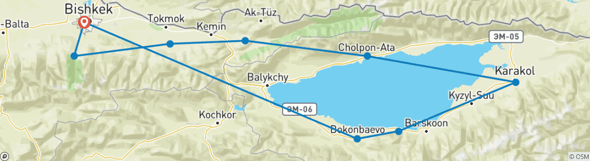 Map of New Year Trip to Kyrgyzstan