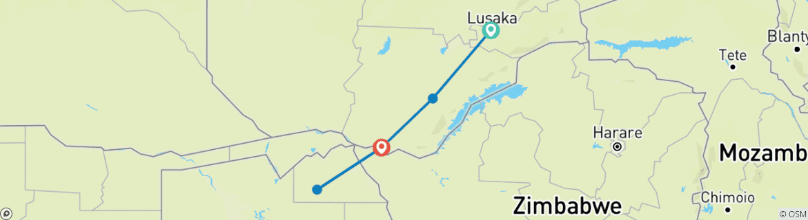 Karte mit der Reiseroute