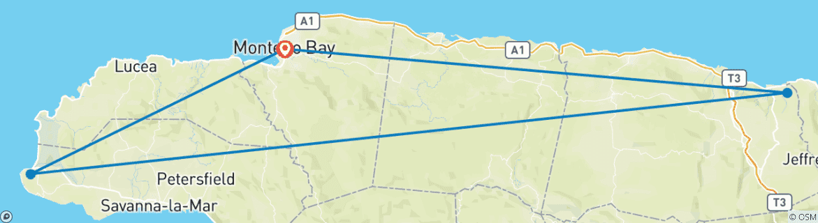 Foto van een kaart met de route van de rondreis