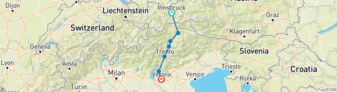 Map of Innsbruck - Verona