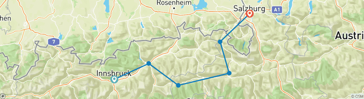 Image d'une carte montrant l'itinéraire du circuit