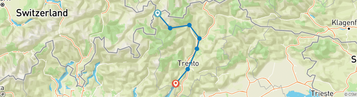 Map of Lake Reschen - Lake Garda 8/7