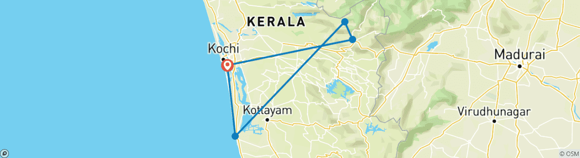 Karte von Urlaub in Kerala