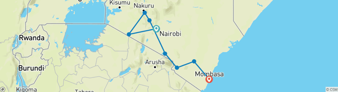 Foto van een kaart met de route van de rondreis