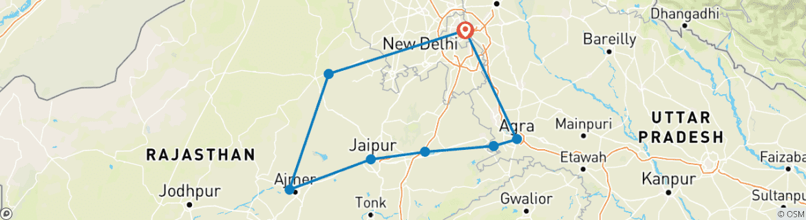 Foto van een kaart met de route van de rondreis