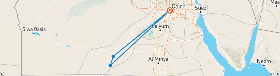 Carte du circuit Au départ du Caire - Circuit privé de 3 jours et 2 nuits dans le désert blanc et l'oasis de Bahariya