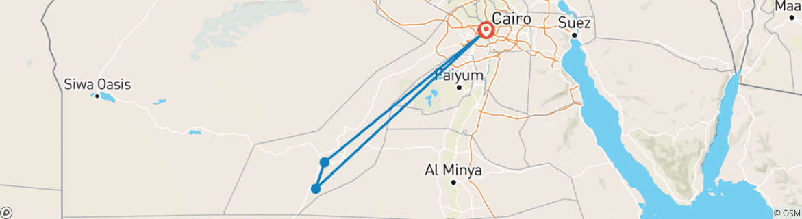 Karte von Von Kairo - Privatreise Weiße Wüste und Bahariya Oase Rundreise (3 Tage, 2 Nächte)
