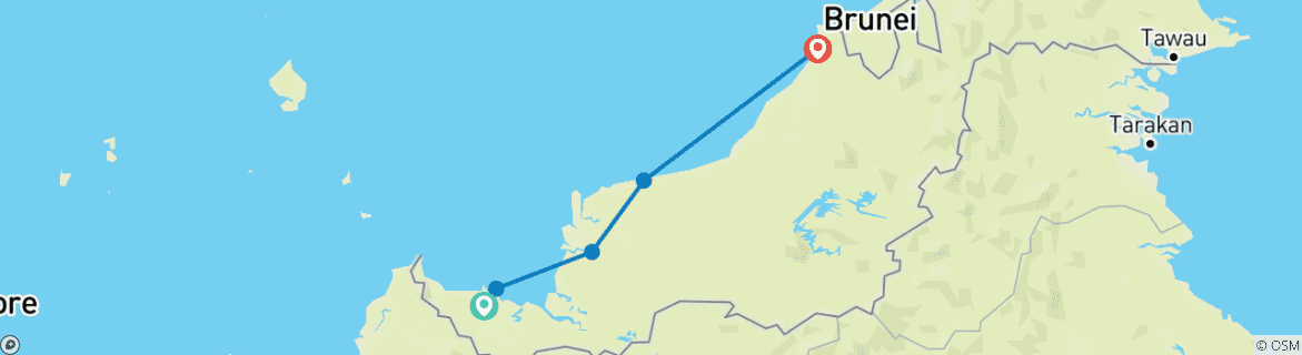 Map of 11D10N Sarawak Coastal and Interior Explorer