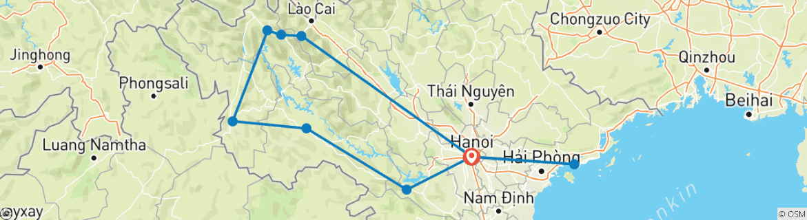 Carte du circuit Best of Northwest of Vietnam 14 Days Soft Trek - Le meilleur du nord-ouest du Vietnam