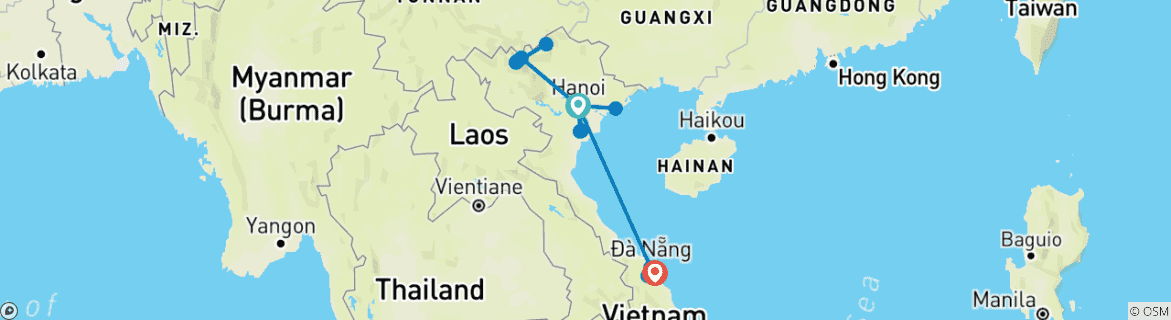 Map of Journey through Vietnam: Discovering Hanoi, Sapa, Halong Bay, Hoi An 14-Day