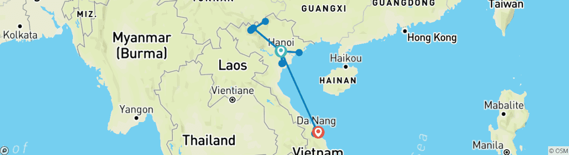 Carte du circuit Voyage au Vietnam : Découverte de Hanoi, Sapa, la baie d'Halong, Hoi An 14 jours