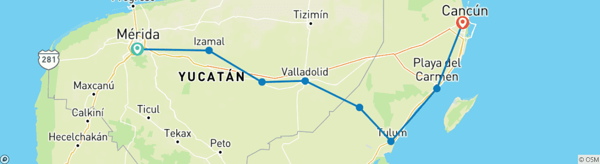 Foto van een kaart met de route van de rondreis