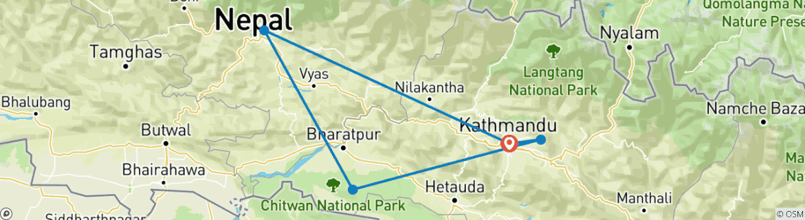 Karte mit der Reiseroute