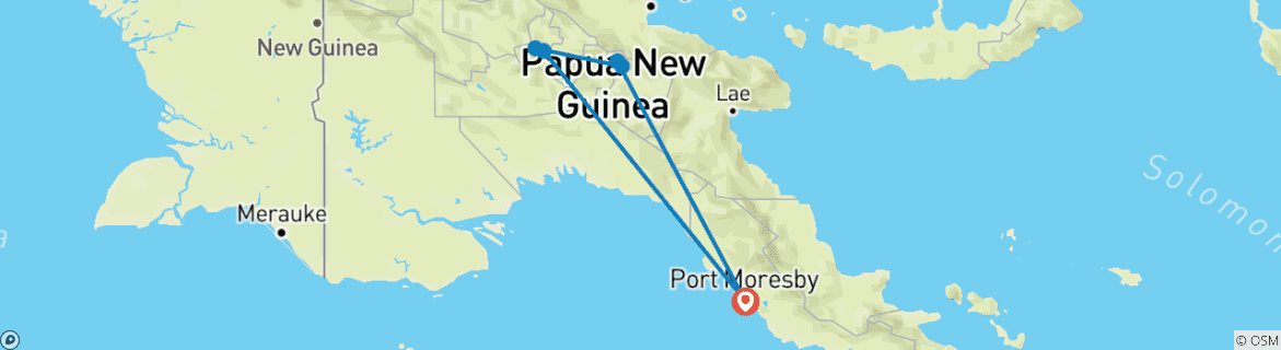 Map of Papua New Guinea Highlands Tribes Tour and Goroka Festival