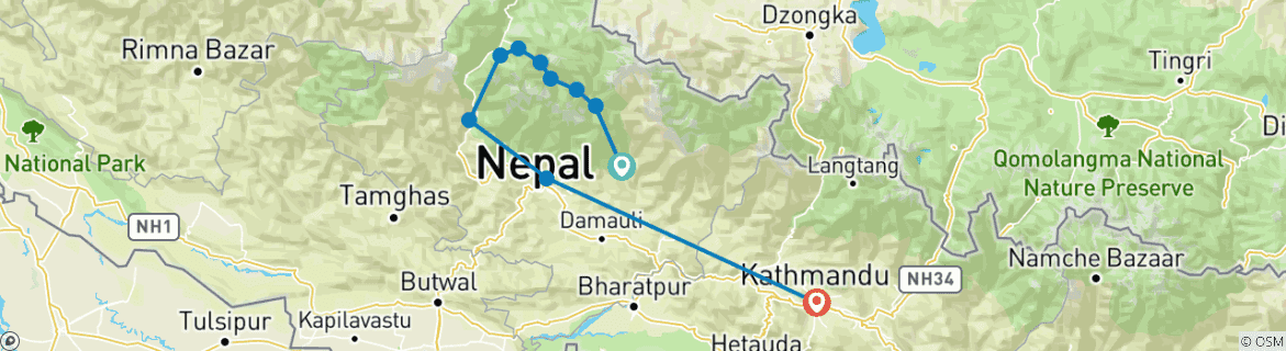 Carte du circuit Circuit de l'Annapurna 10 jours