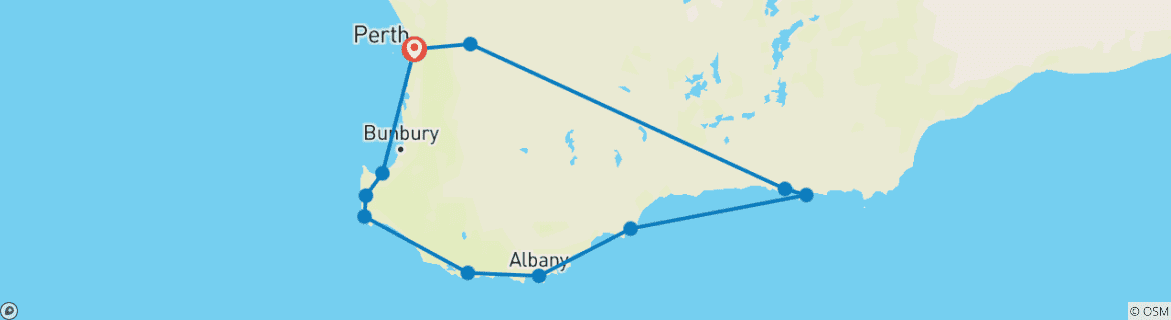 Foto van een kaart met de route van de rondreis