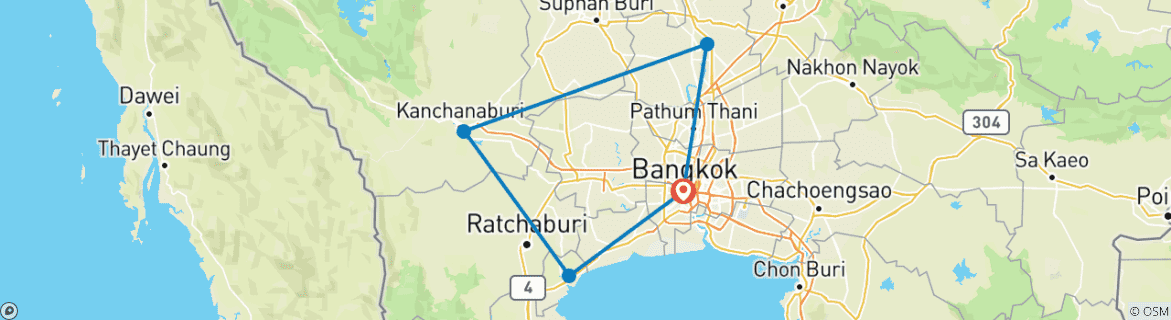 Karte mit der Reiseroute