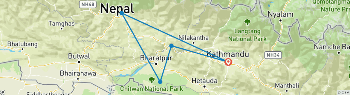 Image d'une carte montrant l'itinéraire du circuit