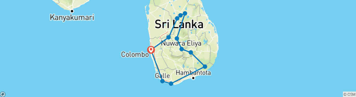 Foto van een kaart met de route van de rondreis