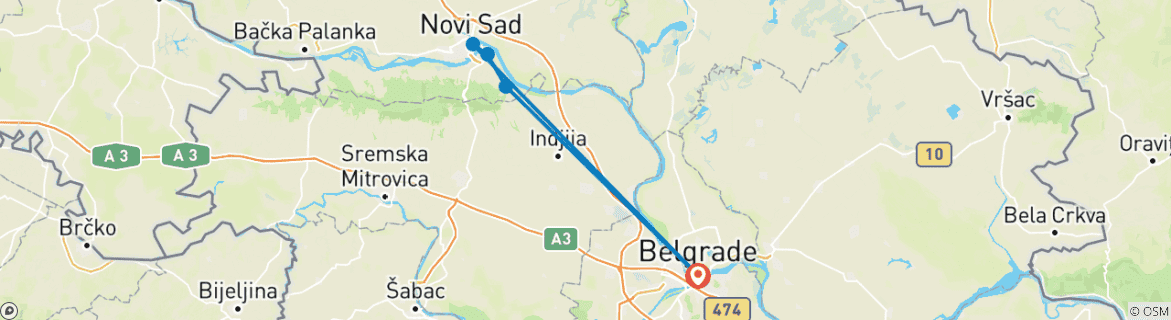 Map of Belgrade city break - 4 days / 3 nights