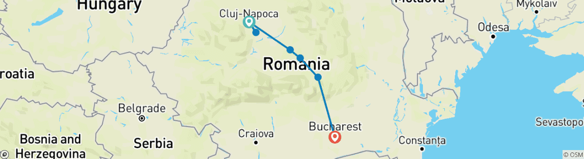 Map of Halloween in Transylvania (Southbound) (7 destinations)