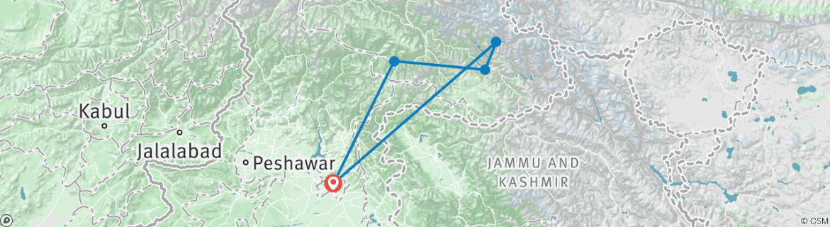 Map of 22 Days K2 BC along Baltoro: Roof of the world & Valley of Mountain Pakistan