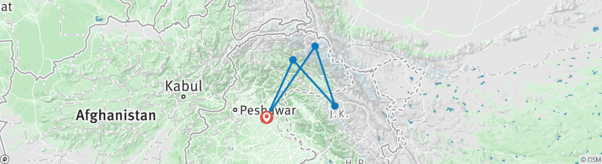 Map of Climb Mt Karun Kuh 6977M Shimshal Valley Pakistan