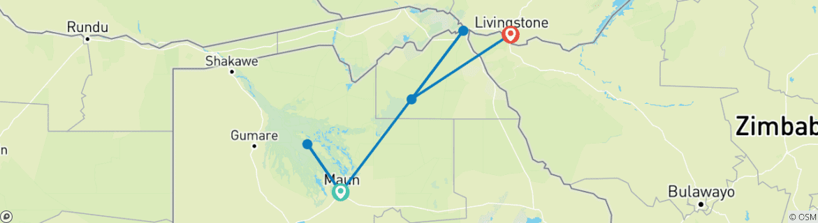 Karte mit der Reiseroute