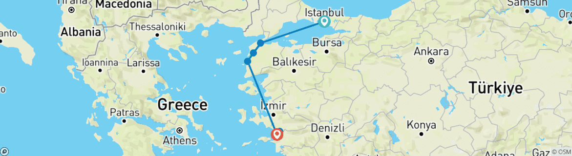 Carte du circuit Trooper Tour - Istanbul à Ephèse 3 jours