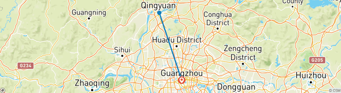 Carte du circuit Visite privée de 3 jours du canyon de Gulong, du corridor des pics et du mont Danxia depuis Guangzhou