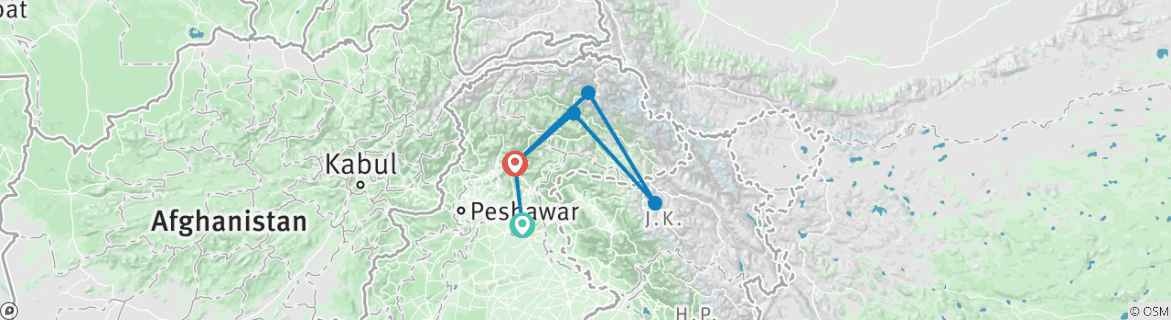 Carte du circuit Islamabad, Besham, Gilgit, Hunza, Karimabad, Passu, Khunjerab Pass Tour - 7 jours