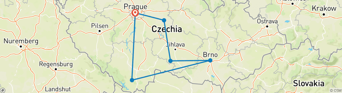 Map of The Best of Bohemia UNESCO Heritage: 1 week tour around Czech Republic