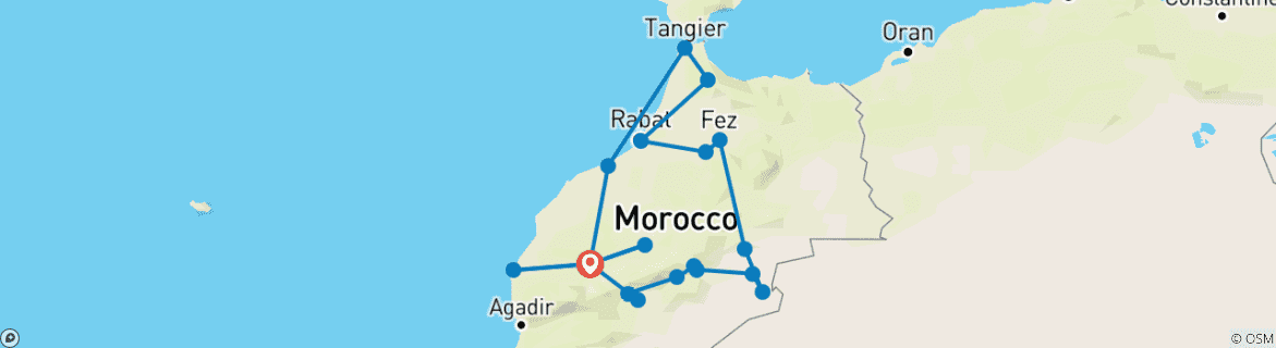 Map of Highlights of Morocco Tour from Marrakech