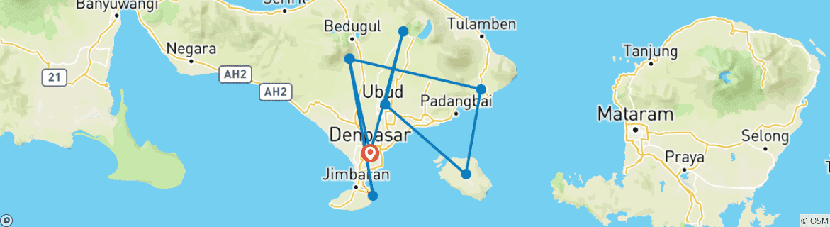 Map of Amazing Trip Bali 10 Days and Nusa Penida