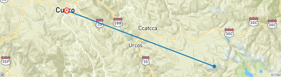 Foto van een kaart met de route van de rondreis