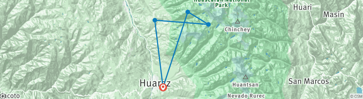 Map of Trek & Climb: Nevados Urus & Ishinka (5530m)