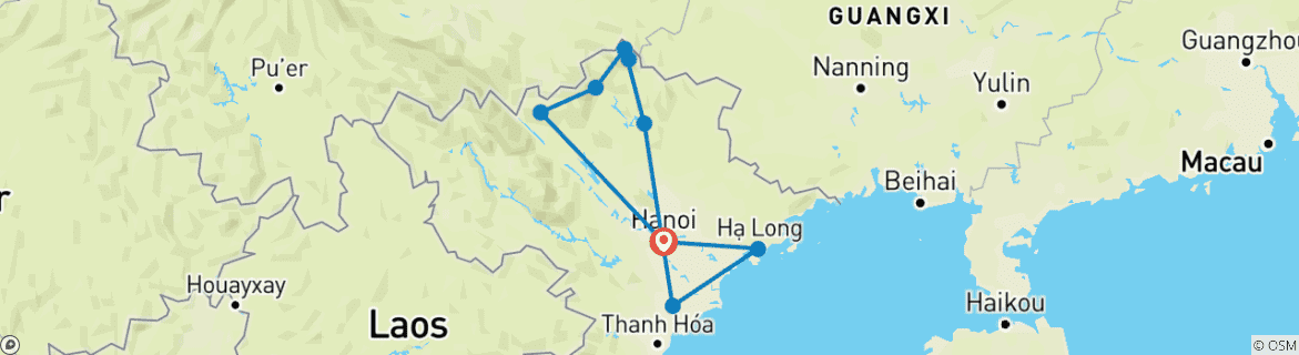 Map of Northern Vietnam Adventure In 13 Days - Private Tour