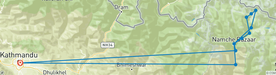 Map of Small Group Everest Base Camp Trek