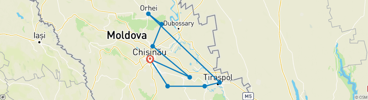 Foto van een kaart met de route van de rondreis